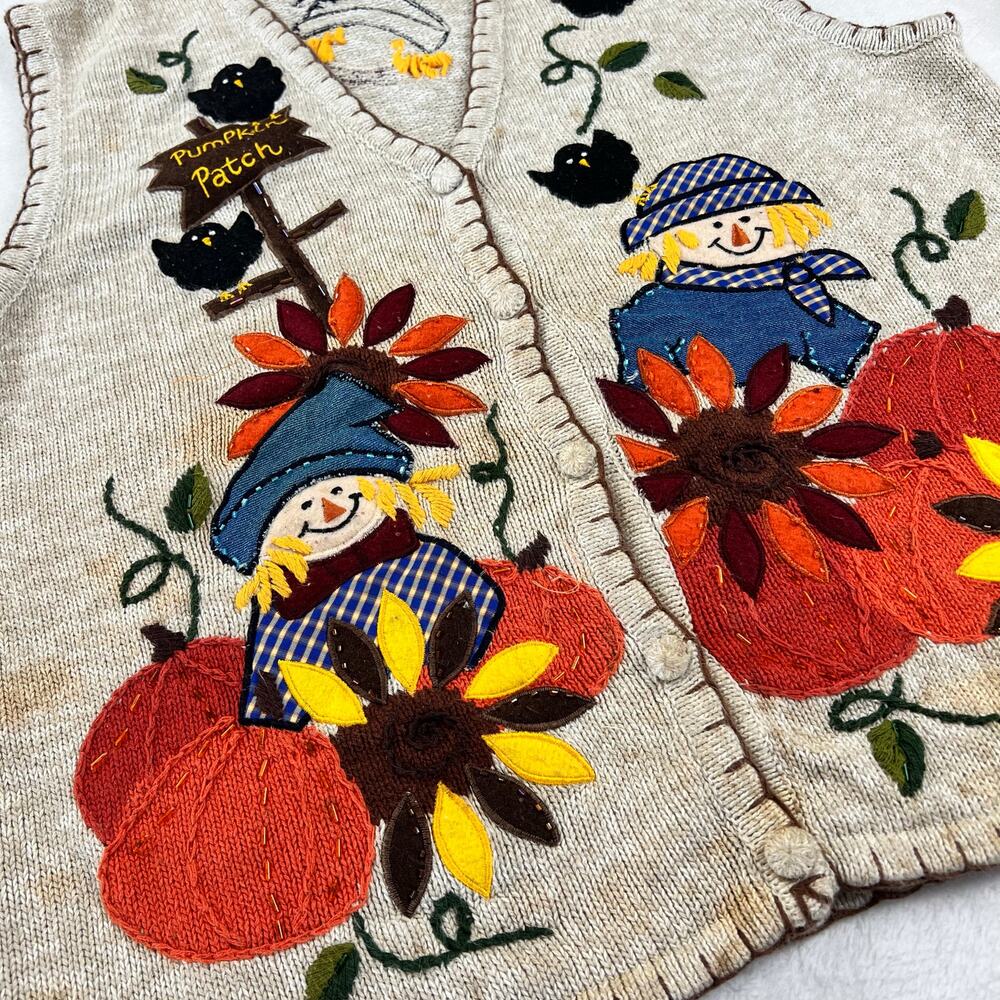 Bonnie Brooks Pumpkin Patch Fall festive sweater vest size Medium - Picture 4 of 6